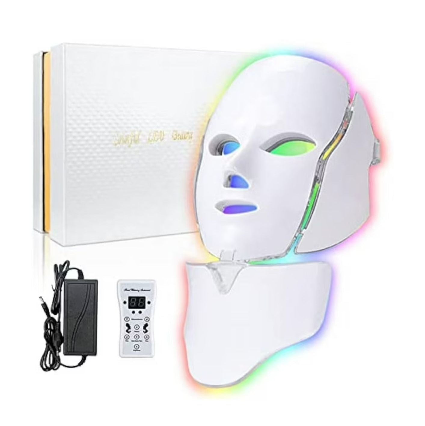 Led Face Mask Light Therapy 7 Color Led Light Therapy Facial Mask Blue Red Light Therapy for Face Acne Reduction Skin Care Mask